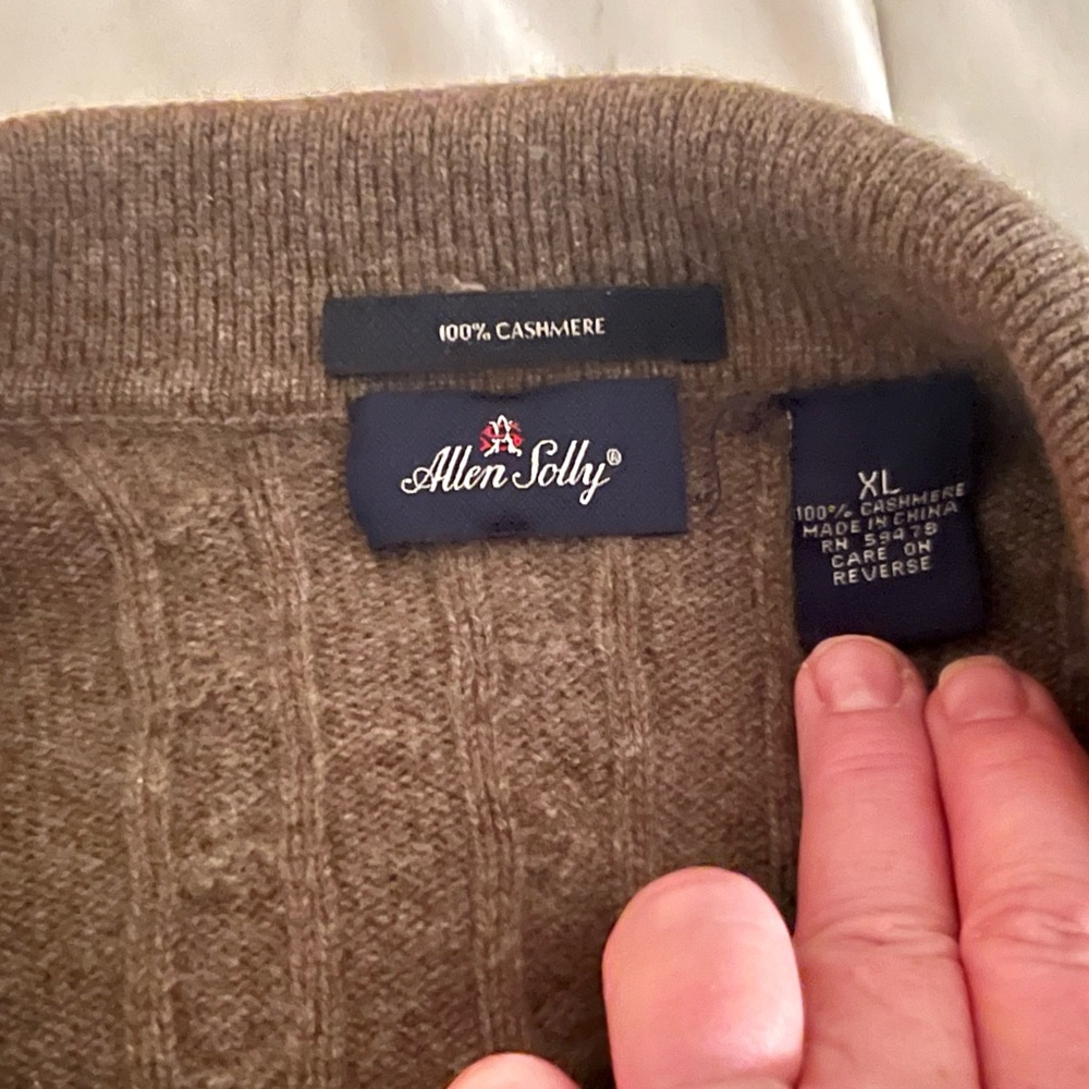 Allen Solly 100% cashmere light brown men’s sweater w/ collar XL - Picture 2 of 4
